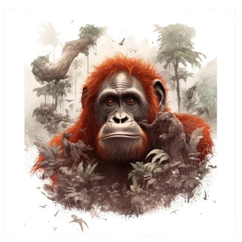 Illustration Générative Par Ia D un Dessin Détaillé D un Orang outan