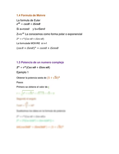 Solution Formula De Moivre Y Potencia De Un Numero Complejo Studypool