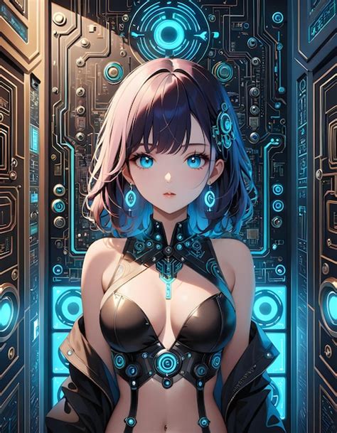 Premium Photo | Waifu anime girl in a modern and technologyinspired ...