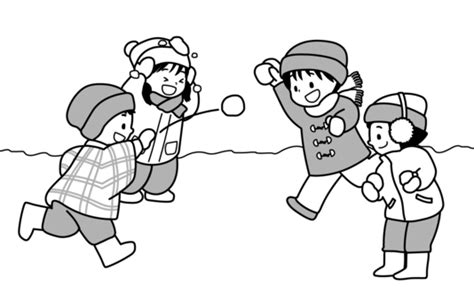 Free Vectors | Snowball fight (black and white version)