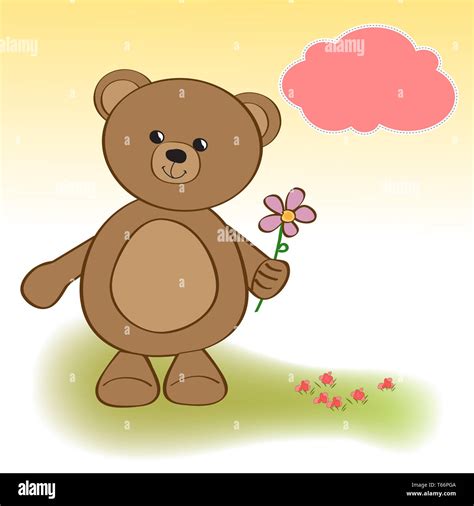 happy birthday card with teddy bear and flower Stock Photo - Alamy