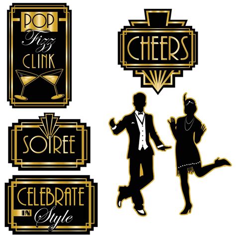 Cutout Set Goldene 20er Roaring 20s Party Decorations Roaring 20s