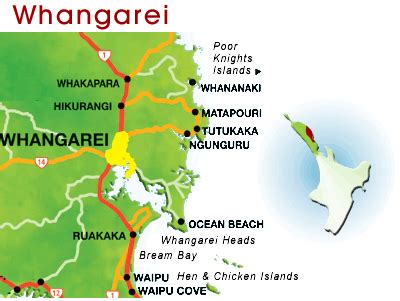 Whangarei Map of New Zealand City | Political Map of New Zealand