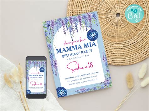 Mamma Mia Party Invitation Birthday Party Invitation Mamma Mia