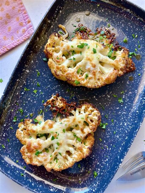 Cheesy Cauliflower Steaks Hungry Happens Cheesy Cauliflower