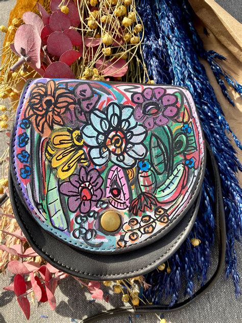 Hand Painted Bags Coach Leather Crossbody Bag Painted Bags Etsy