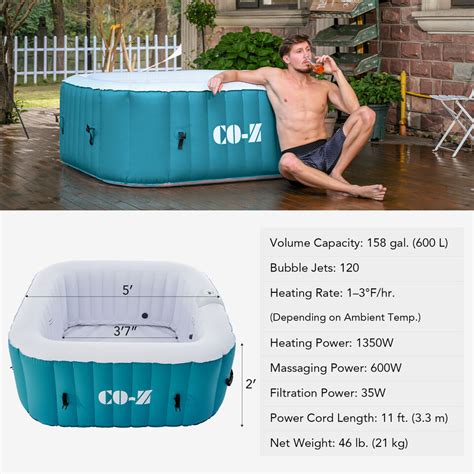 CO Z Portable Inflatable Hot Tub Spa Air Jet W Pump And Cover To Person EBay