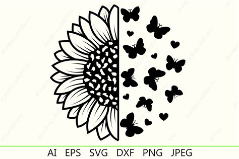 Butterfly Sunflower Svg Flower Clipart Graphic By Anastasiyaartdesign · Creative Fabrica