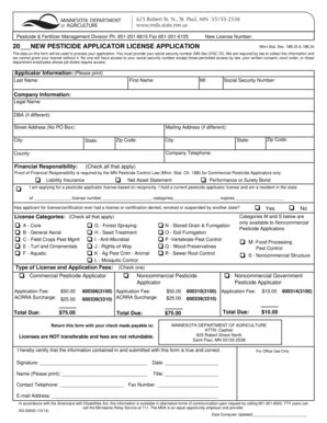 Fillable Online Mda State Mn Pesticide Applicator License Application