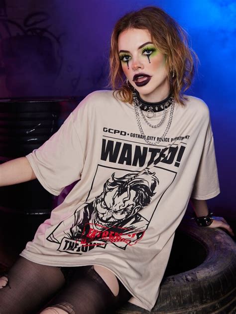 Harley Quinn Romwe Camiseta De Hombros Ca Dos Con Slogan Con