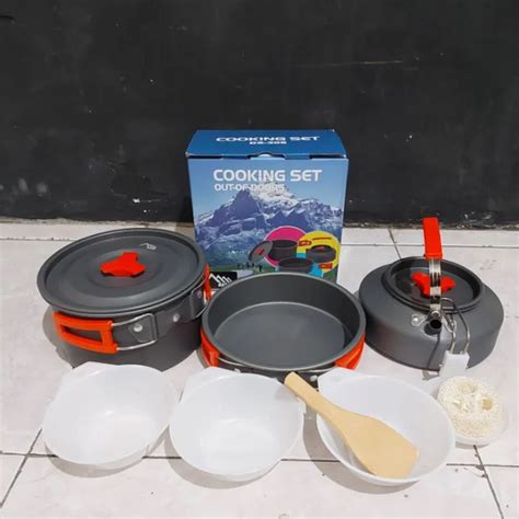 Cooking Set Nesting Panci Camping DS 308 Plus Teko Lazada Indonesia