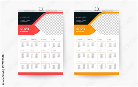 2023 One page wall calendar design template, modern 12 month one page ...