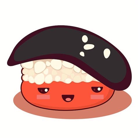 Ícone de sushi fofo no estilo kawaii rosto sorridente e bochechas