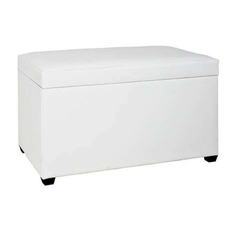 Nelsonville Synthetic Leather Storage Ottoman In White Furniture In