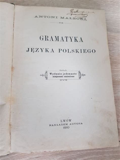 Lwów 1910 Antoni Małecki Gramatyka Języka Polskiego Szkolna Vintage