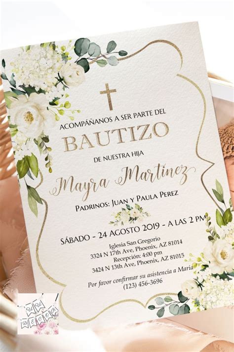 Pin On Bautizo Invitaciones Nina