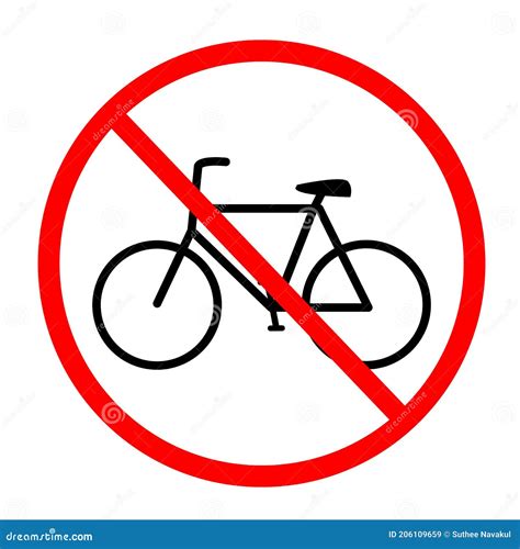 No Bicycles Warning Sign No Bikes Symbol On White Background No