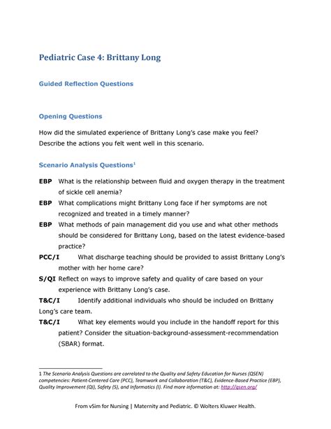 Brittany Long Summary Nursing Informatics Pediatric Case