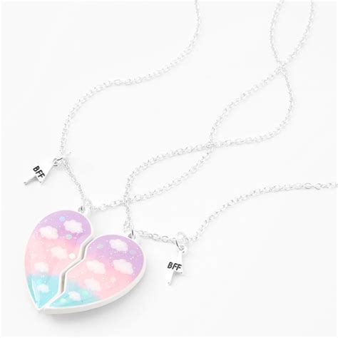 Best Friends Glow In The Dark Pastel Split Heart Necklaces 2 Pack Friend Necklaces Best