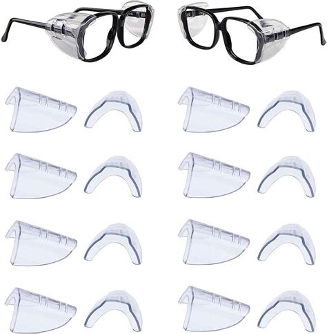 Yuema 8 Pairs Eye Glasses Side Shields Slip On Clear Side Shield For