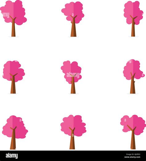 Vector art of pink tree set Stock Vector Image & Art - Alamy