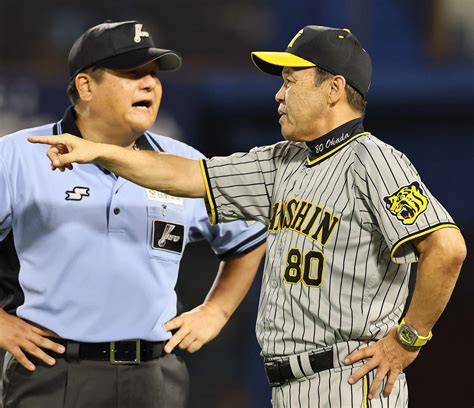 【阪神】岡田監督猛抗議にファンも加勢 コップやメガホン投げ入れ「頑張れオカダ！」 プロ野球写真ニュース 日刊スポーツ