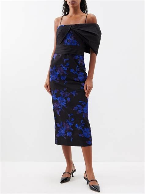 Erdem Asymmetric Floral Embroidered Faille Midi Dress ShopStyle