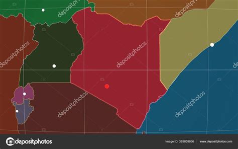 Kenya Outlined Administrative Orthographic Map Capital Administrative ...