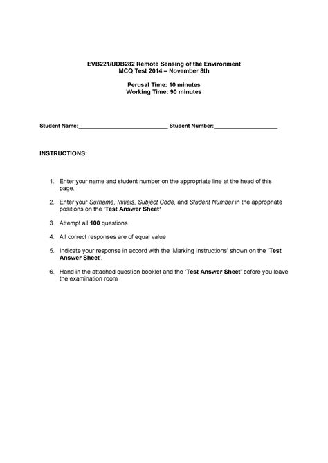 Exam 2014 Questions And Answers Remote Sensing Of The Environment