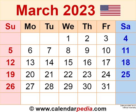 March 2023 Calendar Printable - Printable Word Searches