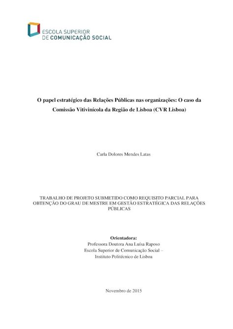 Pdf O Papel Estrat Gico Das Rela Es P Blicas Nas Organiza Es