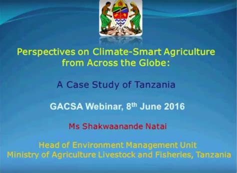 Tanzania Climate-Smart Agriculture Case Study Webinar | CCARDESA