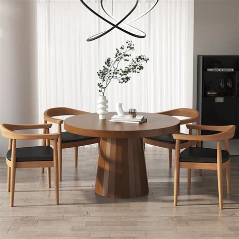 Japandi Extendable Dining Table Seater Walnut Oval Round