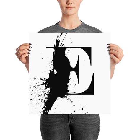 Letter E Print Modern Calligraphy Letter E Art Ink Splash - Etsy