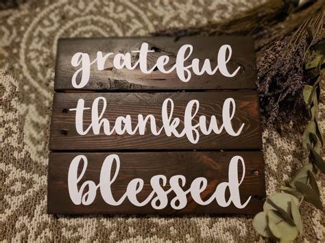 Wooden Sign Thankful And Blessed Grateful Thankful Blessed Wooden Signs