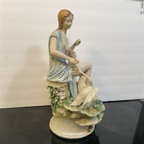 Capodimonte Porcelain Partial Nude Of Woman With Swan Floral M