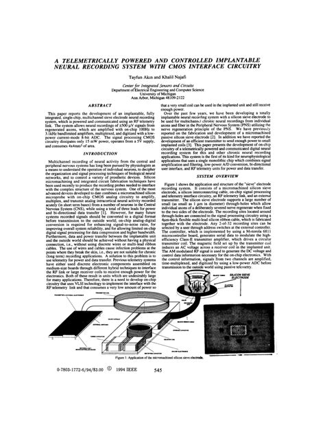 PDF A Telemetrically Powered And Controlled Implantable Neural