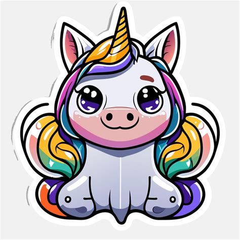 Premium Vector Magic Cute Unicorn Hand Drawn Cartoon Sticker Icon