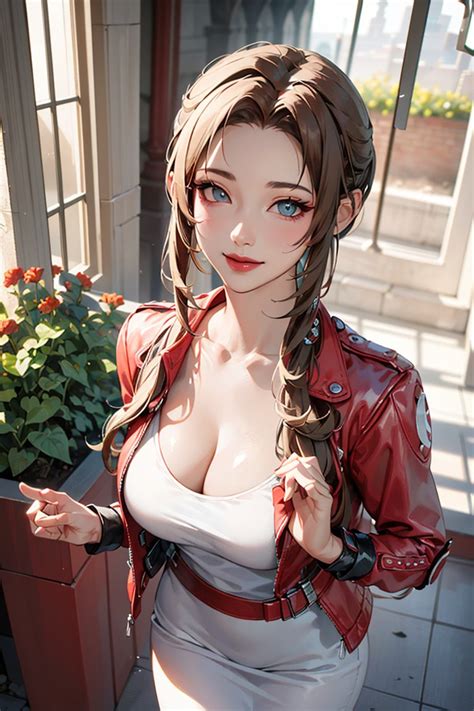 Rule 34 Aerith Gainsborough Ai Generated Brown Hair Cleavage Final Fantasy Final Fantasy Vii