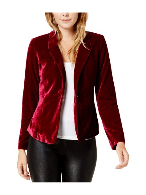 Kensie Kensie Womens Velvet One Button Blazer Jacket