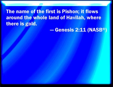 Genesis 2:11 The name of the first is Pison: that is it which compasses the whole land of ...