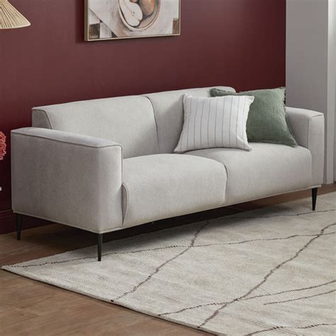 Temple And Webster Natural Rhys 3 Seater Upholstered Sofa