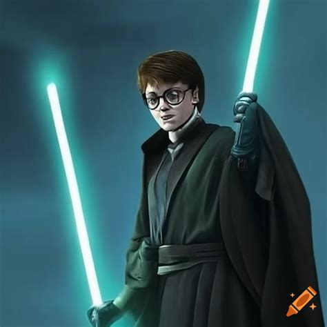 Harry potter training with a lightsaber in a jedi-like setting on Craiyon