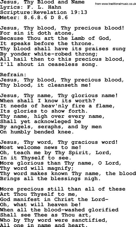 Good Old Hymns Jesus Thy Blood And Name Lyrics Sheetmusic Midi