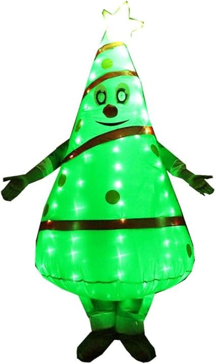 Bddedd Inflatable Christmas Costume Santa Costume With Led Light Blown