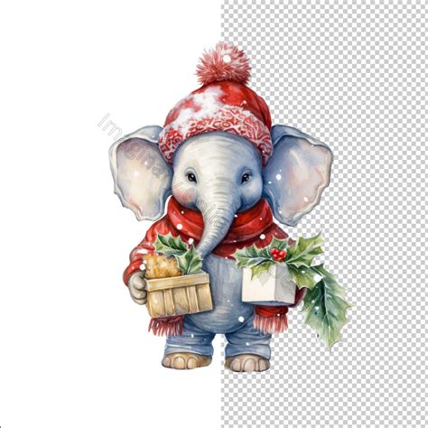 Merry Christmas Elephant Clipart Bundle 24 Digital Downloads - Etsy