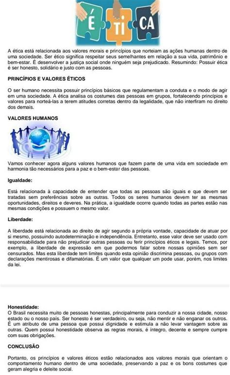 O Que Significa Ser Ético - 1. Segundo o texto, o que significa ser ético? - brainly.com.br