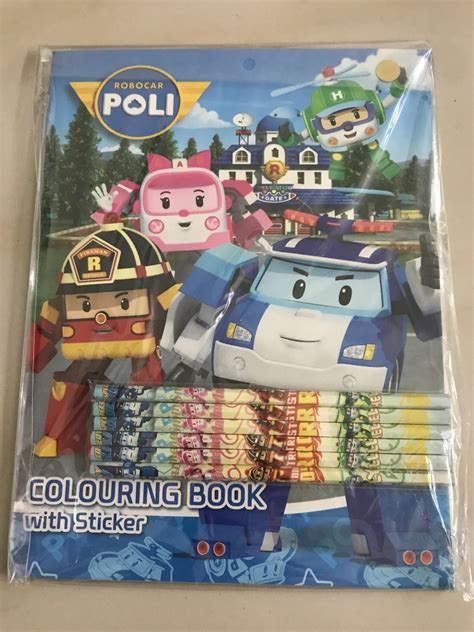 RoboCar Poli Colouring Book With Sticker Pencil Set Hobbies Toys