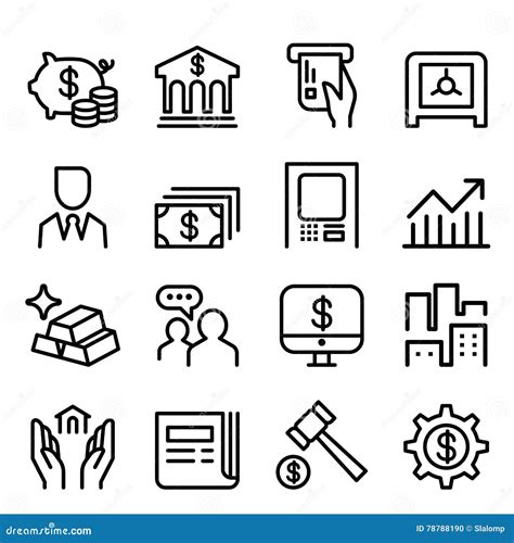 Banking And Financial Icon Set In Thin Line Style Stock Illustration Illustration Of Investment