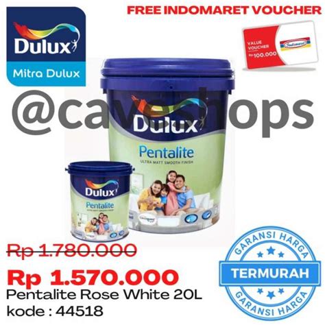 Promo Dulux Pentalite Rose White 20L Cat Tembok Rosewhite 1 Pail